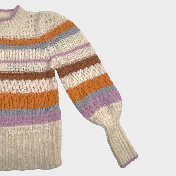 NWT Rebecca Taylor Fluffy Stripe Bishop Sleeve Knit Sweater Women's Small - Picture 6 of 14